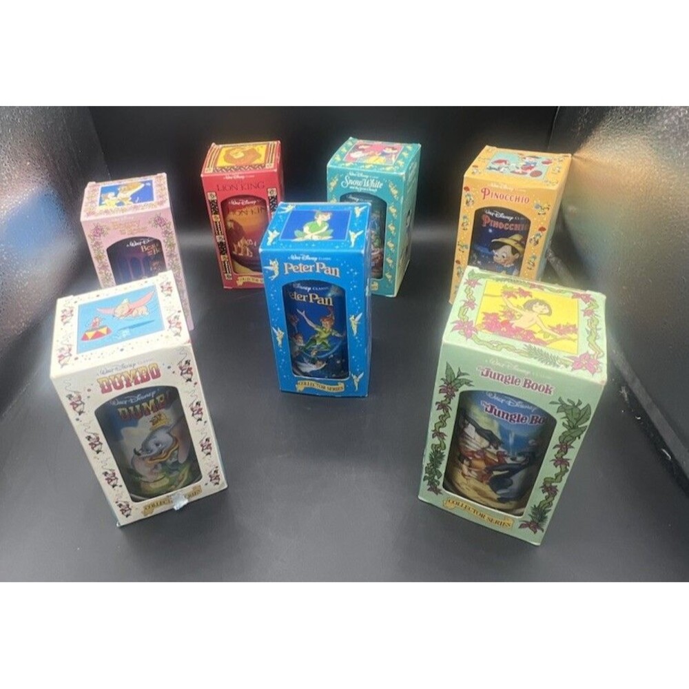 VTG 1994 Burger King Disney Collector Glasses Lot Of 7 Original Boxes Coca Cola